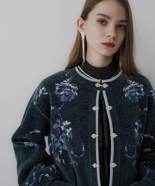 HARE（ハレ）の「チャイナガラモールニットカーディガン(HARE)（カーディガン/ボレロ・レディース・グレー/ブラック/グリーン・FREE）」の14枚目の写真