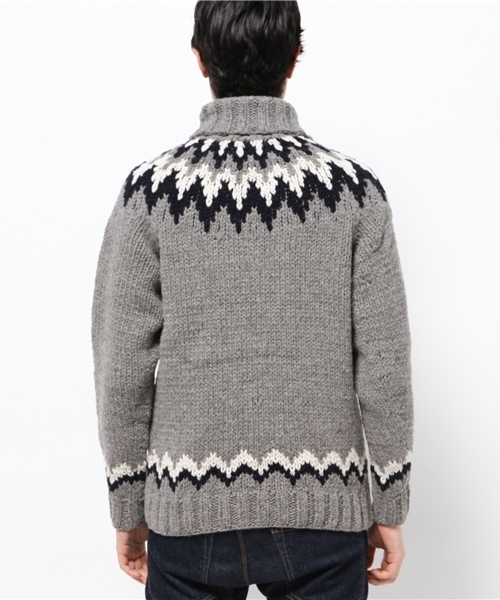 OUTLET（アウトレット）の「【Ciaopanic】球針ノルディック柄ハイネック（ニット/セーター・メンズ・グレー・MEDIUM）」の7枚目の写真