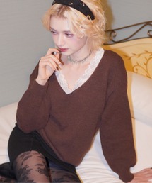 IMARI（イマリ）の「【 IMARI / イマリ 】 Vネックライン レース ニット #（ニット/セーター）」