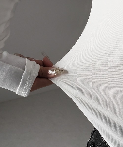 me+em select(ミームセレクト)の「【 裏起毛 】カットアウトストラップスリムカットソートップス / cutout strap slim cutsew tops(Tシャツ/カットソー・レディース・ブラック/グレー/ホワイト・FREE)」の11枚目の写真