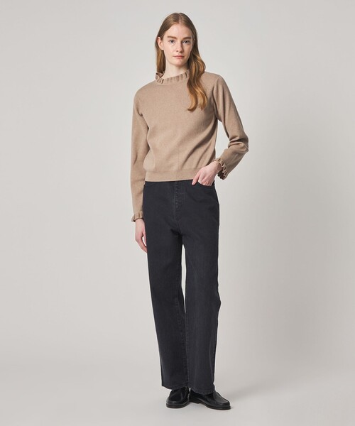 Steven Alan（スティーブンアラン）の「＜Steven Alan＞コットン カシミヤ フリル ニット（ニット/セーター・レディース・ベージュ/ネイビー・FREE）」の4枚目の写真