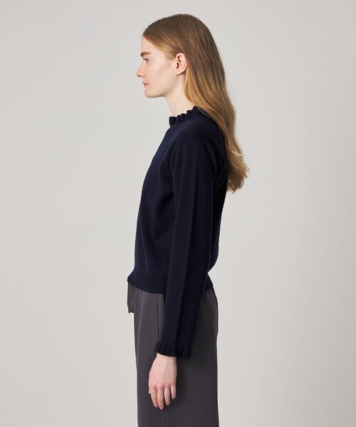 Steven Alan（スティーブンアラン）の「＜Steven Alan＞コットン カシミヤ フリル ニット（ニット/セーター・レディース・ベージュ/ネイビー・FREE）」の6枚目の写真