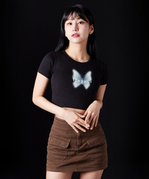 マリポサスーピマスパンクロップTシャツ_ブラック