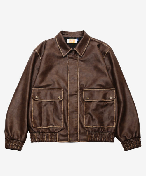 GOLDEN SNSHINE（ゴールデン サンシャイン）の「Washed leather bomber jacket_Brown（ライダースジャケット・メンズ・その他・SMALL/MEDIUM/LARGE）」の2枚目の写真