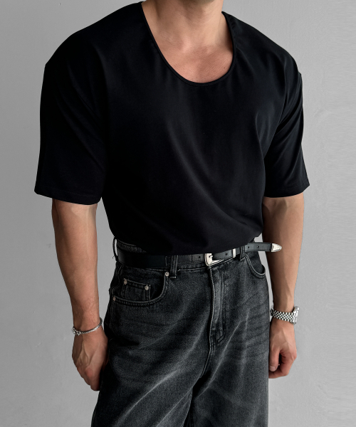 BOWLOW PRODUCT（バウロープロダクト）の「コットンUネックTシャツ[ブラック]（Tシャツ/カットソー・メンズ・その他・MEDIUM/LARGE/X-LARGE）」の4枚目の写真