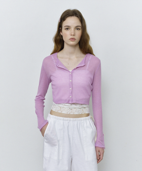 HANE(ハネ)の「シアリブドカーディガン_チェリッシュ(カーディガン/ボレロ・レディース・その他・SMALL/MEDIUM)」の1枚目の写真