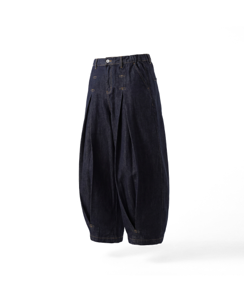 Long Tuck Wing Balloon Denim Pants - Indigo（デニムパンツ