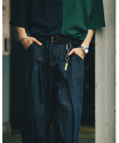 Long Tuck Wing Balloon Denim Pants - Indigo（デニムパンツ