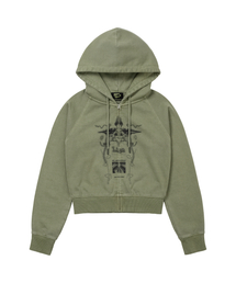 Digital Tattoo Hoodie Zip Up Khaki
