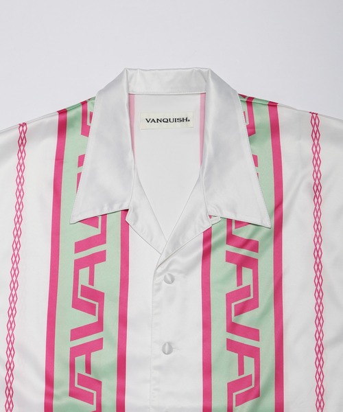 VANQUISH(ヴァンキッシュ)の「VANQUISH / VA トライバルボーダー デザインシャツ(シャツ/ブラウス・メンズ・ライトピンク/オレンジ・M/L)」の4枚目の写真