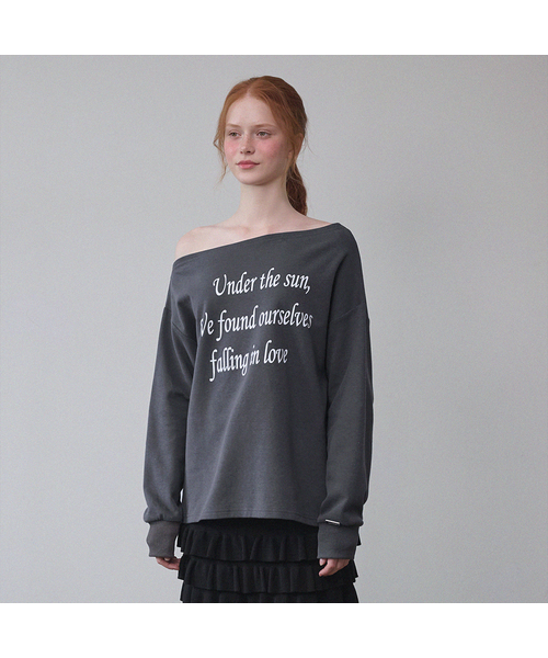 MICANE(ミケーネ)の「フォーリングラブオフショルダーティ(Tシャツ/カットソー・レディース・チャコール/レッド・SMALL/MEDIUM/LARGE/X-LARGE)」の2枚目の写真