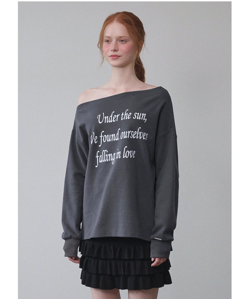 MICANE(ミケーネ)の「フォーリングラブオフショルダーティ(Tシャツ/カットソー・レディース・チャコール/レッド・SMALL/MEDIUM/LARGE/X-LARGE)」の6枚目の写真