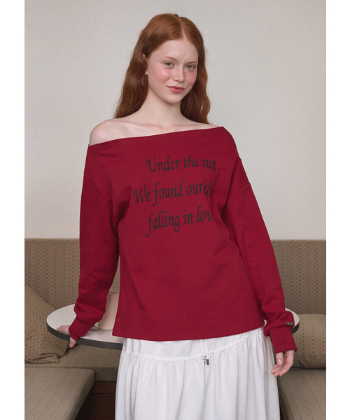 MICANE(ミケーネ)の「フォーリングラブオフショルダーティ(Tシャツ/カットソー・レディース・チャコール/レッド・SMALL/MEDIUM/LARGE/X-LARGE)」の7枚目の写真