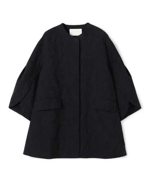 BALLSEY（ボールジィ）の「ボタニカルジャカード トラペーズコート（ノーカラーコート・レディース・ネイビー/ライトグレー・36）」の2枚目の写真