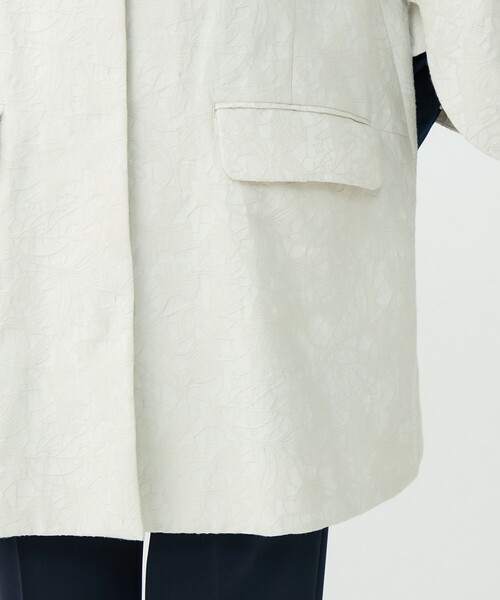 BALLSEY（ボールジィ）の「ボタニカルジャカード トラペーズコート（ノーカラーコート・レディース・ネイビー/ライトグレー・36）」の11枚目の写真