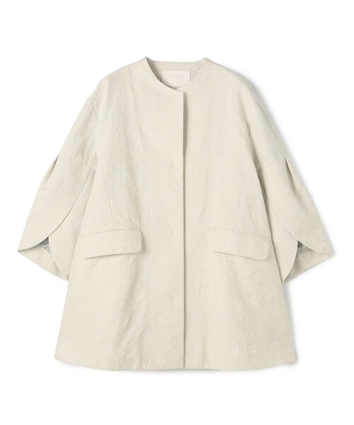 BALLSEY（ボールジィ）の「ボタニカルジャカード トラペーズコート（ノーカラーコート・レディース・ネイビー/ライトグレー・36）」の14枚目の写真