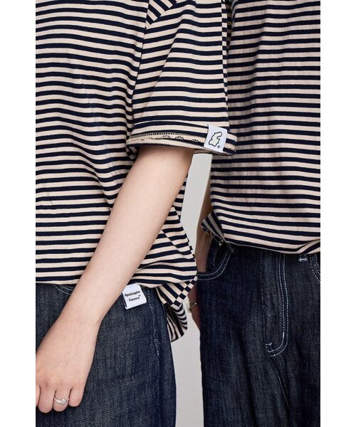 APOSTROPHE COMMA(アポストロフィコンマ)の「スリーブポイントストライプ半袖Tシャツ(カーキ)(Tシャツ/カットソー・メンズ・カーキ・MEDIUM/LARGE)」の5枚目の写真