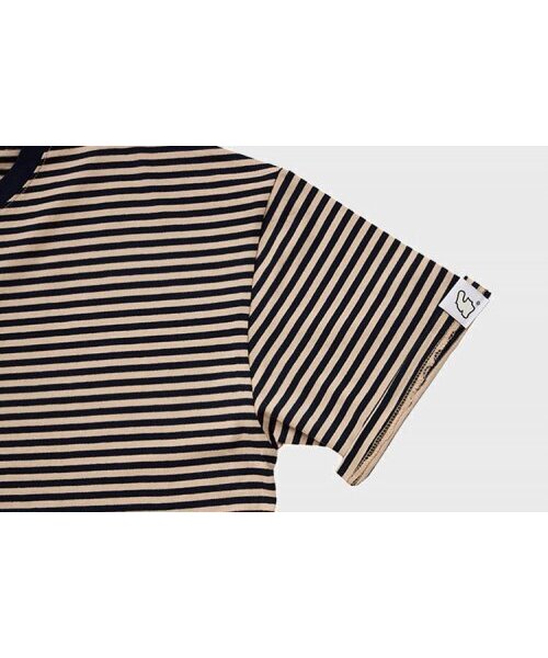 APOSTROPHE COMMA(アポストロフィコンマ)の「スリーブポイントストライプ半袖Tシャツ(カーキ)(Tシャツ/カットソー・メンズ・カーキ・MEDIUM/LARGE)」の7枚目の写真