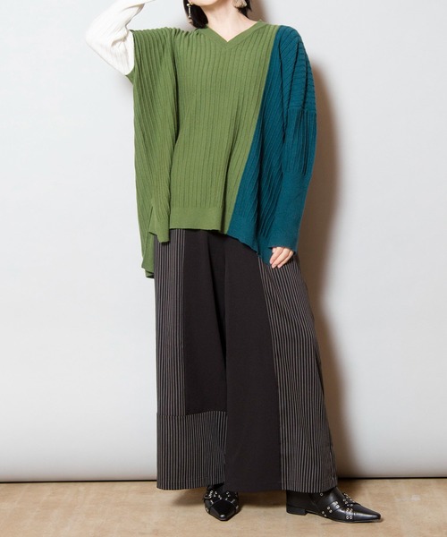 OSMOSIS(オズモーシス)の「切替ニットプルオーバー(ニット/セーター・レディース・ブラック/グリーン/グレー・ONE SIZE)」の15枚目の写真