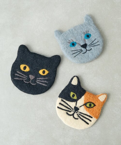 BIRTHDAY BAR（バースデイバー）の「フェルトキャット　コースター　猫（ランチョンマット/テーブルウェア・レディース・ベージュ/グレー/ブラック・0）」の4枚目の写真