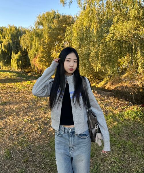 FDR(エフディーアール)の「Vintage Check Applique Track Zip-Up M.Gray(ナイロンジャケット・レディース・ライトグレー・SMALL)」の9枚目の写真