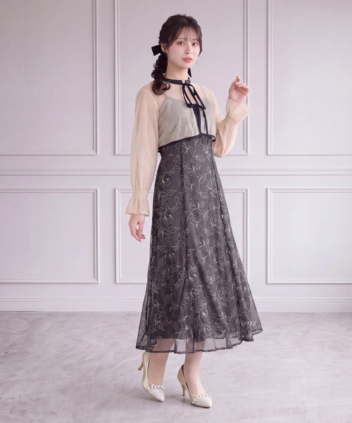 TRUDEA(トルディア)の「配色ボレロ×レースキャミワンピース(ドレス・レディース・ブラック/ブラウン/ミント/イエロー・MEDIUM/SMALL)」の6枚目の写真