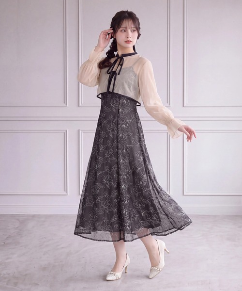 TRUDEA(トルディア)の「配色ボレロ×レースキャミワンピース(ドレス・レディース・ブラック/ブラウン/ミント/イエロー・MEDIUM/SMALL)」の7枚目の写真