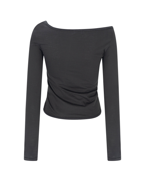 PLEASENOFOLLOW(プリーズノーフォロー)の「Dulce Unbal Button Long Sleeve Top (Charcoal)(Tシャツ/カットソー・レディース・その他・FREE)」の3枚目の写真
