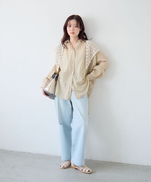 le.coeur blanc（ルクールブラン）の「《WEB限定アイテム》バックギャザーオーバーシャツ（シャツ/ブラウス・レディース・サックスブルー/アイボリー/チャコールグレー/ベージュ・38）」の9枚目の写真