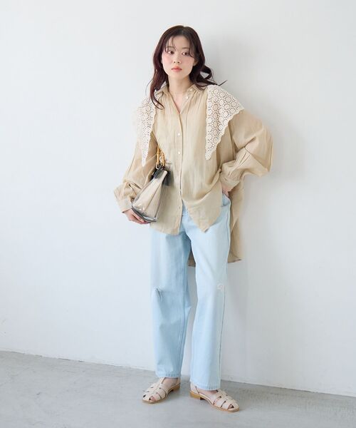 le.coeur blanc（ルクールブラン）の「《WEB限定アイテム》バックギャザーオーバーシャツ（シャツ/ブラウス・レディース・サックスブルー/アイボリー/チャコールグレー/ベージュ・38）」の11枚目の写真