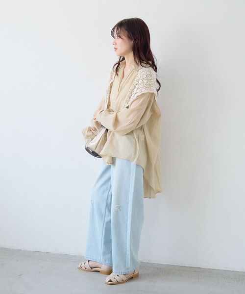 le.coeur blanc（ルクールブラン）の「《WEB限定アイテム》バックギャザーオーバーシャツ（シャツ/ブラウス・レディース・サックスブルー/アイボリー/チャコールグレー/ベージュ・38）」の13枚目の写真