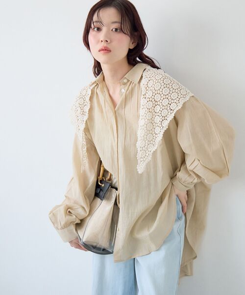 le.coeur blanc（ルクールブラン）の「《WEB限定アイテム》バックギャザーオーバーシャツ（シャツ/ブラウス・レディース・サックスブルー/アイボリー/チャコールグレー/ベージュ・38）」の17枚目の写真