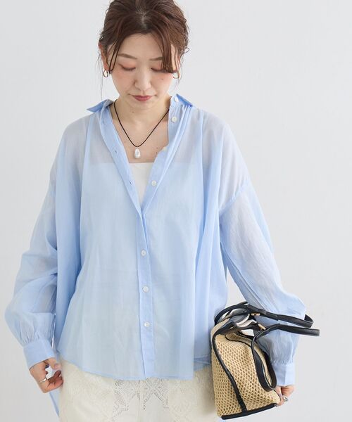 le.coeur blanc(ルクールブラン)の「《WEB限定アイテム》バックギャザーオーバーシャツ(シャツ/ブラウス・レディース・サックスブルー/アイボリー/チャコールグレー/ベージュ・38)」の8枚目の写真