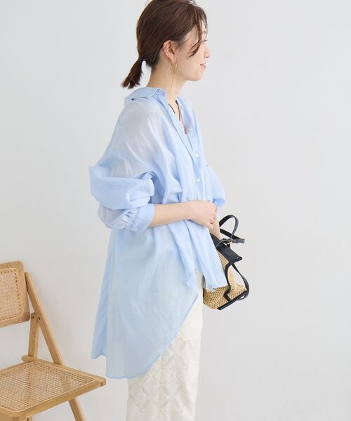 le.coeur blanc(ルクールブラン)の「《WEB限定アイテム》バックギャザーオーバーシャツ(シャツ/ブラウス・レディース・サックスブルー/アイボリー/チャコールグレー/ベージュ・38)」の9枚目の写真