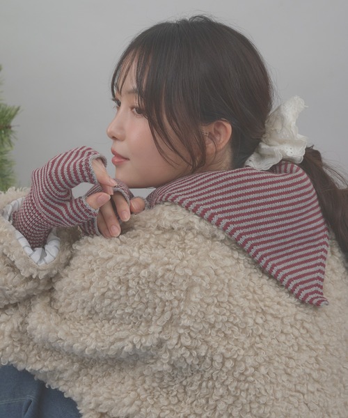 セール】knit scarf & gloves set / ニットスカーフミトンセット（手袋