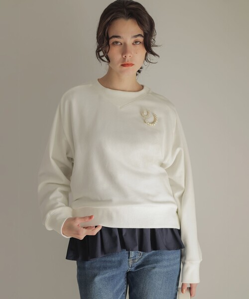 組曲 L（クミキョク オオキイサイズ）の「フリルシャツコンビ ロングTシャツ（Tシャツ/カットソー・レディース・ネイビー系・6/5/7）」の18枚目の写真
