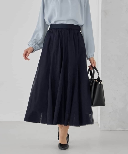 a.v.v(アーヴェヴェ)の「【洗える】チュールマーメイドスカート(スカート・レディース・アイボリー/ネイビー/ブラック・34/36/38/40/42)」の1枚目の写真