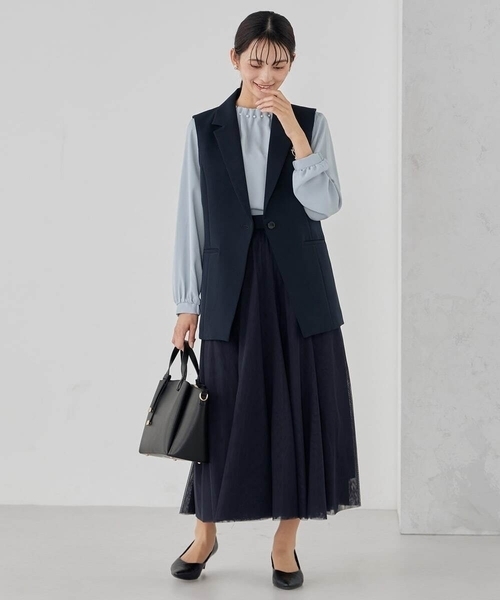 a.v.v(アーヴェヴェ)の「【洗える】チュールマーメイドスカート(スカート・レディース・アイボリー/ネイビー/ブラック・34/36/38/40/42)」の10枚目の写真