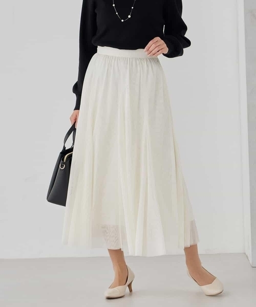 a.v.v(アーヴェヴェ)の「【洗える】チュールマーメイドスカート(スカート・レディース・アイボリー/ネイビー/ブラック・34/36/38/40/42)」の14枚目の写真