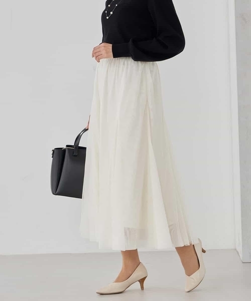 a.v.v(アーヴェヴェ)の「【洗える】チュールマーメイドスカート(スカート・レディース・アイボリー/ネイビー/ブラック・34/36/38/40/42)」の15枚目の写真
