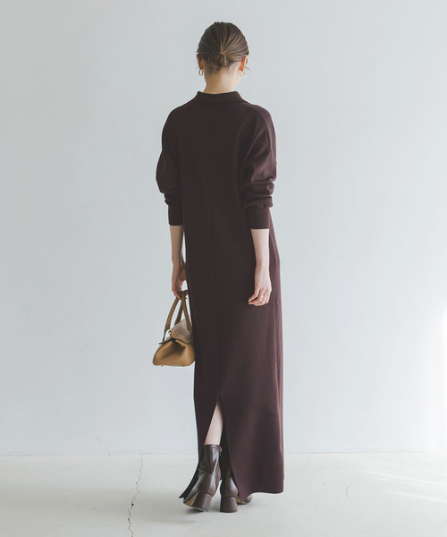 Noble(ノーブル)の「《追加》ポロシャツニットワンピース 2(ワンピース・レディース・ブラウン/ネイビー・38/36)」の7枚目の写真