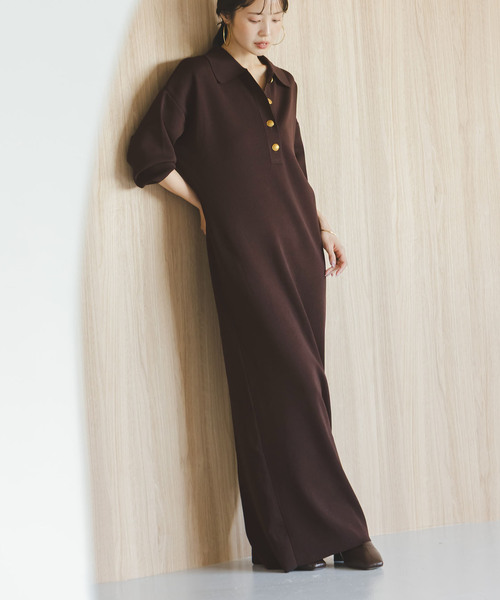 Noble(ノーブル)の「《追加》ポロシャツニットワンピース 2(ワンピース・レディース・ブラウン/ネイビー・38/36)」の10枚目の写真