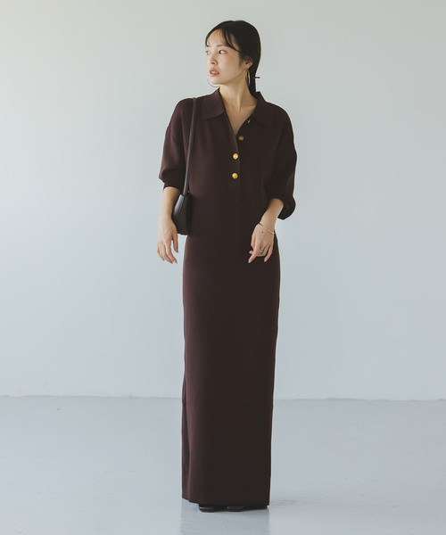 Noble(ノーブル)の「《追加》ポロシャツニットワンピース 2(ワンピース・レディース・ブラウン/ネイビー・38/36)」の11枚目の写真