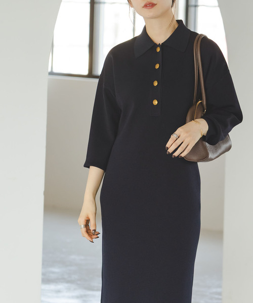 Noble(ノーブル)の「《追加》ポロシャツニットワンピース 2(ワンピース・レディース・ブラウン/ネイビー・38/36)」の16枚目の写真