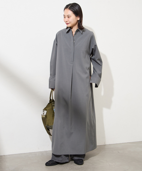 JOURNAL STANDARD（ジャーナルスタンダード）の「ソモウライクバックスリットシャツワンピース（ワンピース・レディース・ネイビー/チャコールグレー・FREE）」の14枚目の写真