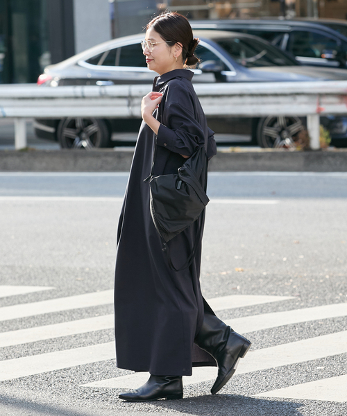 JOURNAL STANDARD（ジャーナルスタンダード）の「ソモウライクバックスリットシャツワンピース（ワンピース・レディース・ネイビー/チャコールグレー・FREE）」の15枚目の写真
