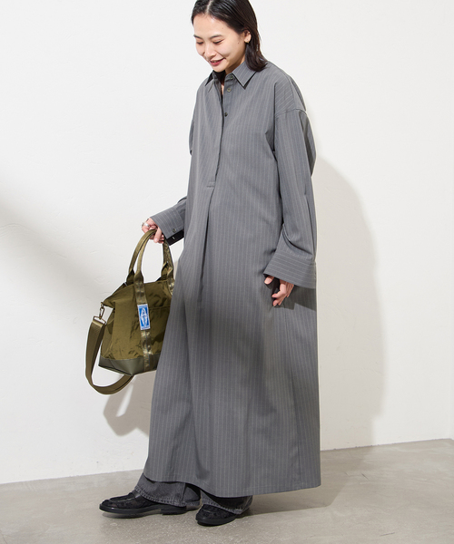 JOURNAL STANDARD（ジャーナルスタンダード）の「ソモウライクバックスリットシャツワンピース（ワンピース・レディース・ネイビー/チャコールグレー・FREE）」の18枚目の写真