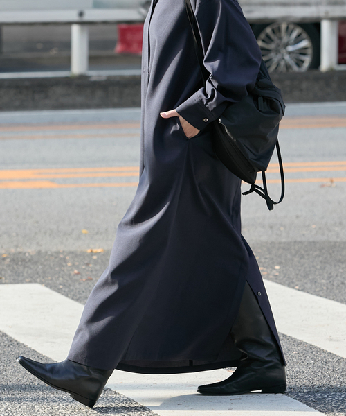 JOURNAL STANDARD（ジャーナルスタンダード）の「ソモウライクバックスリットシャツワンピース（ワンピース・レディース・ネイビー/チャコールグレー・FREE）」の22枚目の写真