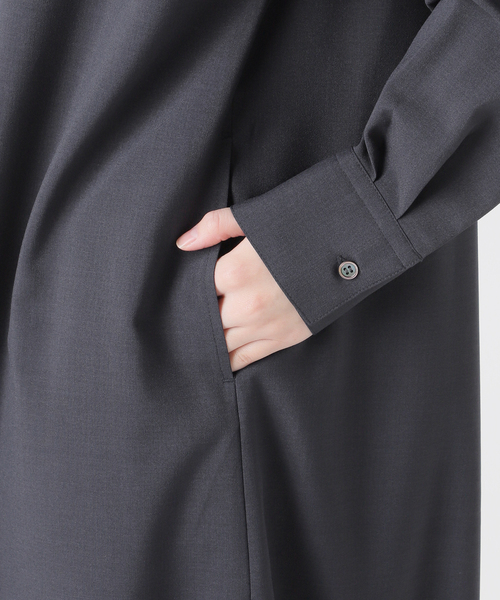 JOURNAL STANDARD（ジャーナルスタンダード）の「ソモウライクバックスリットシャツワンピース（ワンピース・レディース・ネイビー/チャコールグレー・FREE）」の5枚目の写真