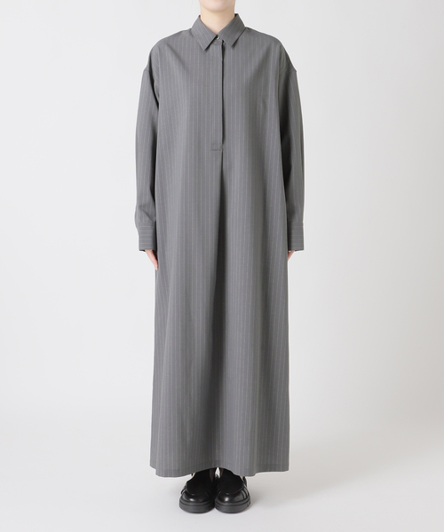 JOURNAL STANDARD（ジャーナルスタンダード）の「ソモウライクバックスリットシャツワンピース（ワンピース・レディース・ネイビー/チャコールグレー・FREE）」の12枚目の写真